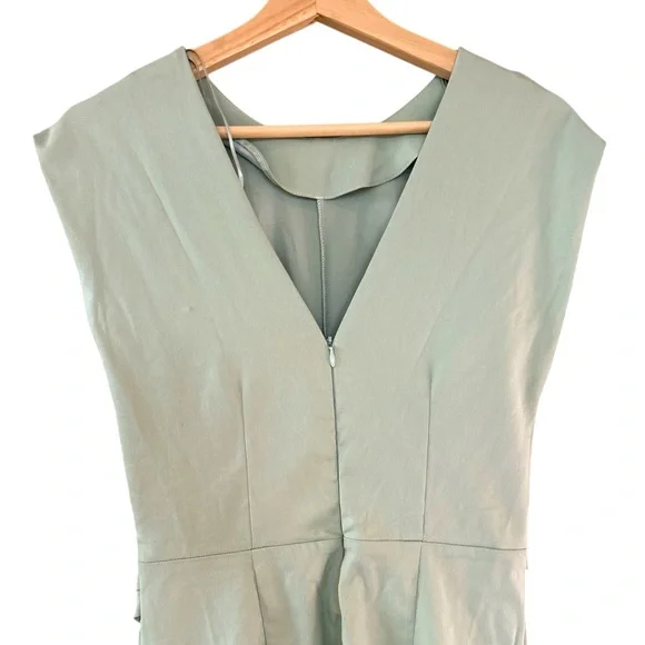 Zara Draped Waist Cotton Midi Dress in Mint Green - Picture 11 of 14